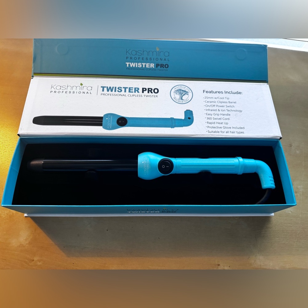 KASHMIRA Professional Twister Pro Curling Wand (25mm) Teal [NEW IN BOX]